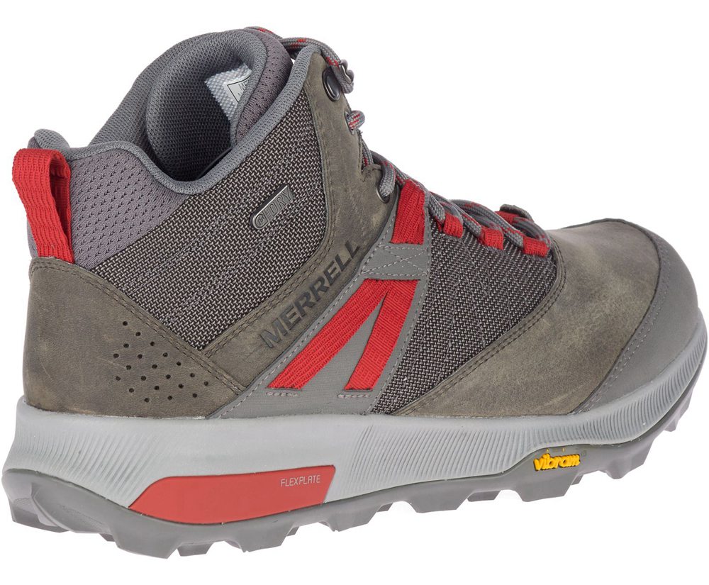 Merrell Vandrestøvler Herre - Zion Mid Waterproof - Grå/Rød - JBH851409